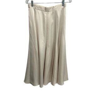 Vintage Lilli Diamond Beige Midi Skirt With Flared Hem Pleated Details Sz 12